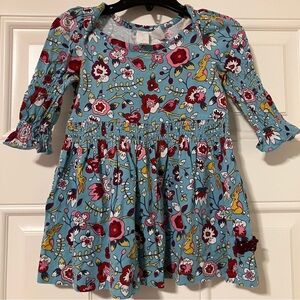 Matilda Jane Girls Paint By Numbers Bunny Rabbit Floral Dress Size 12 Months